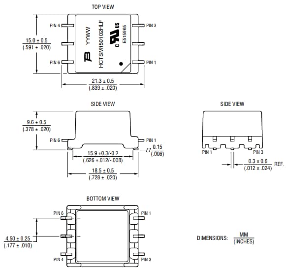 Mechanical Drawing - Bourns HCTSM150102HLF Power Transformer